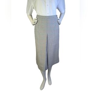 Highland Queen Vintage Wool Grey Plaid Midi Skirt | 26" Waist